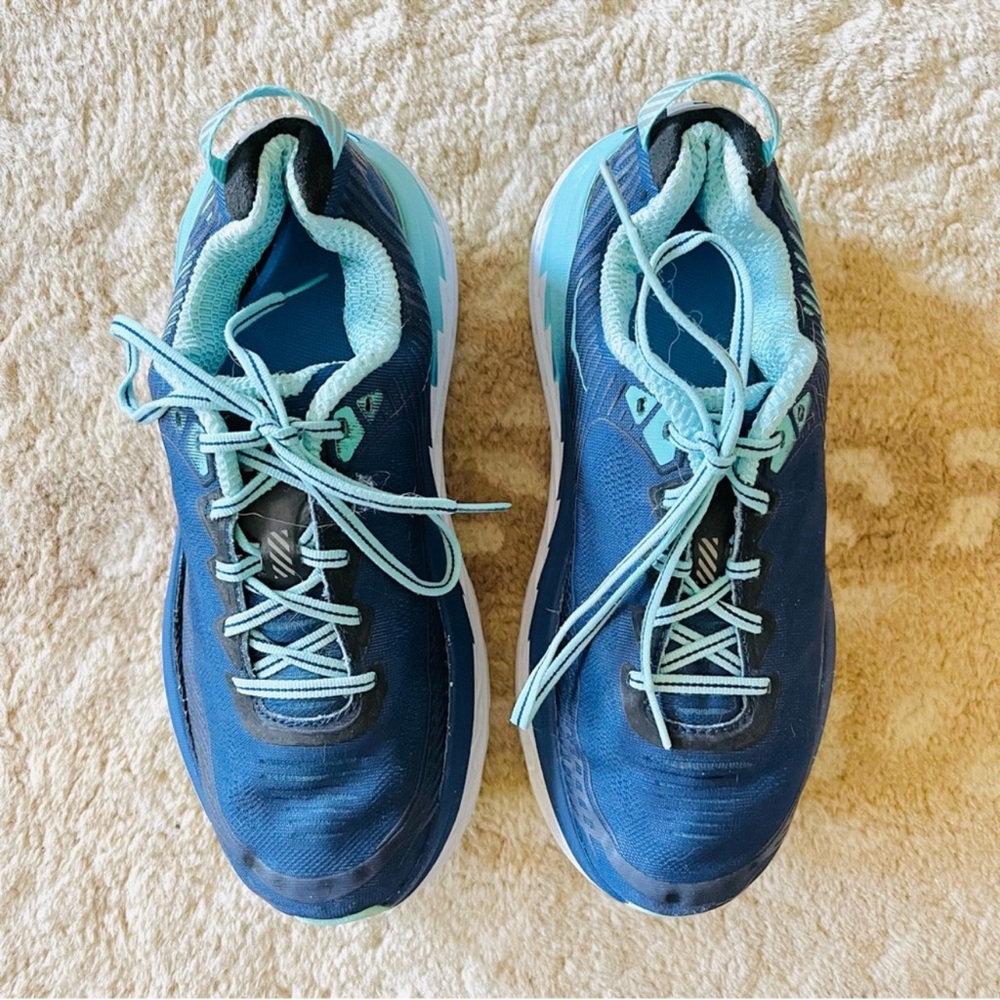 Hoka One One Bondi 5 Wide Medieval Blue Radiance Navy, Aqua, White Size 8.5 D - Picture 5 of 14